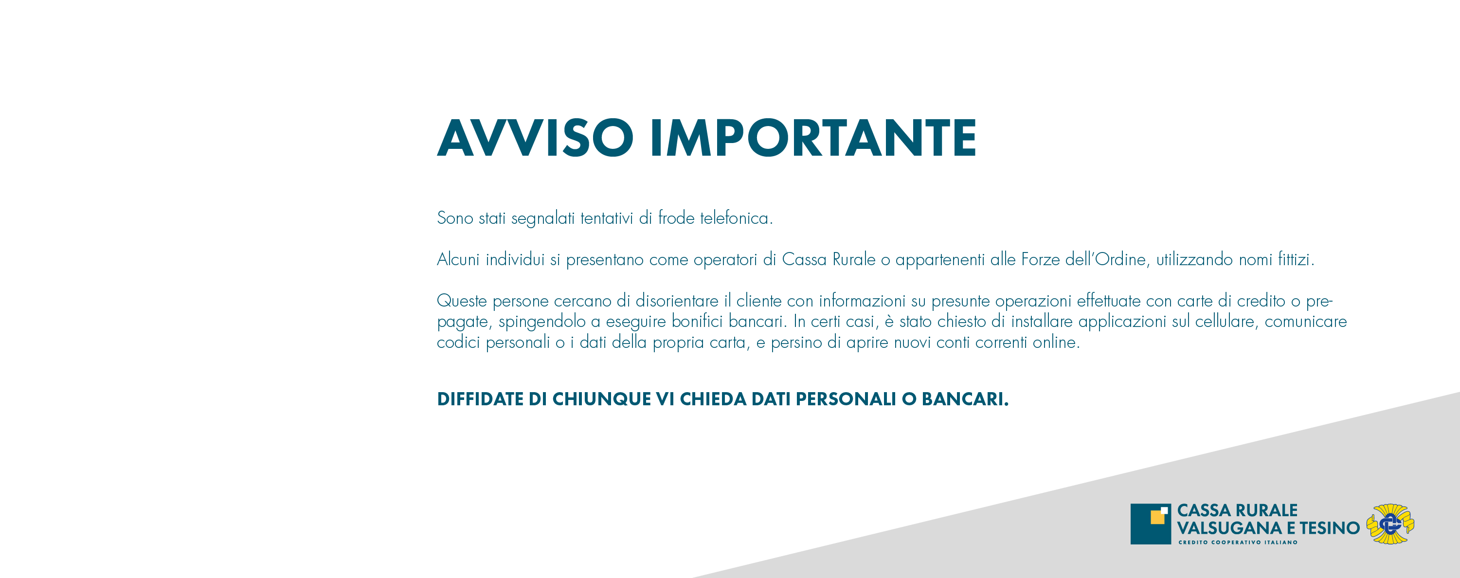 Attenzione: segnalazione tentativi di frode