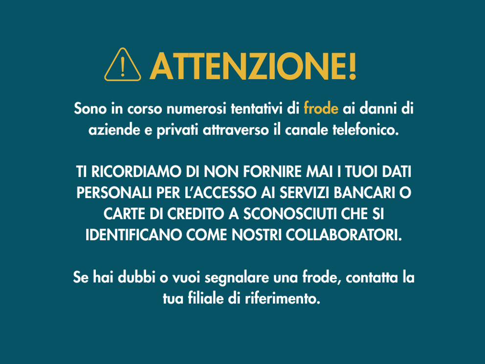Attenzione: segnalazione tentativi di frode