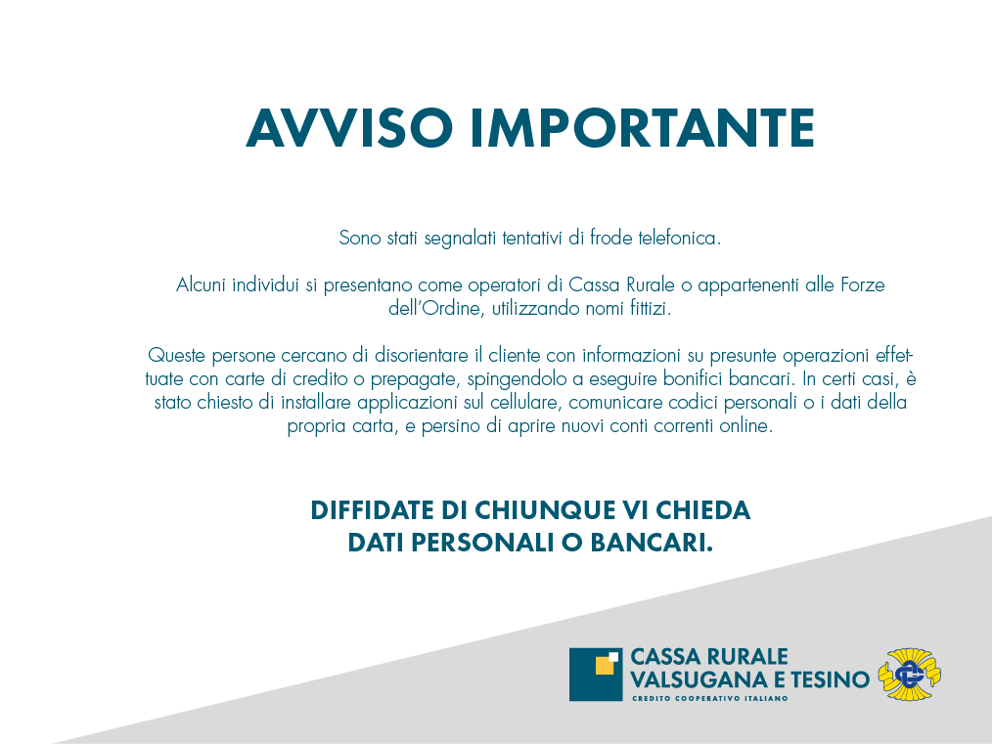 Attenzione: segnalazione tentativi di frode